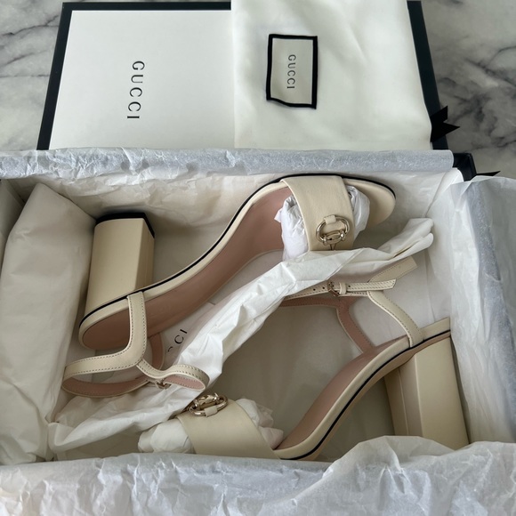 *SOLD* Gucci Calfskin Mid-Heel Sandals - Picture 2 of 5
